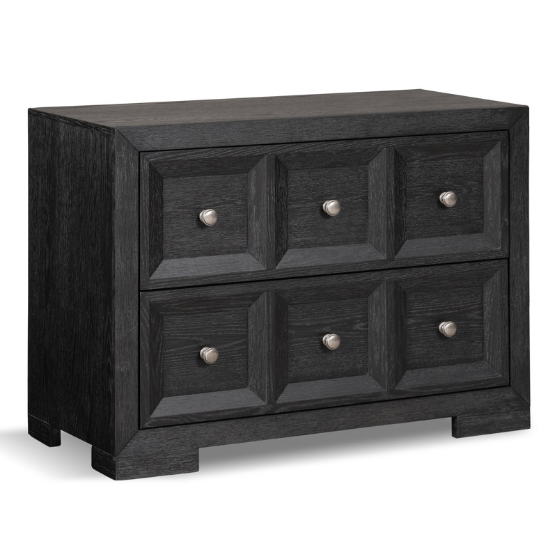 Table de chevet 2 tiroirs Schell, Noir
