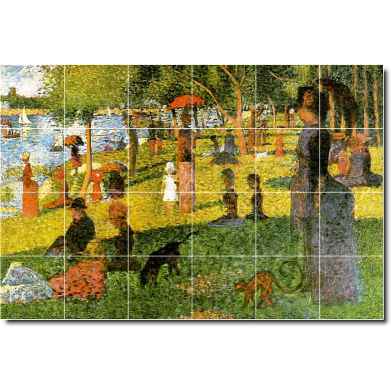 Carreau de céramique décorative 36 po x 24 po 6 po x 6 po, Peinture au bord de l'eau par Georges Seurat W0832