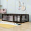 Lit simple en bois avec clôture et porte intégrées-34829293