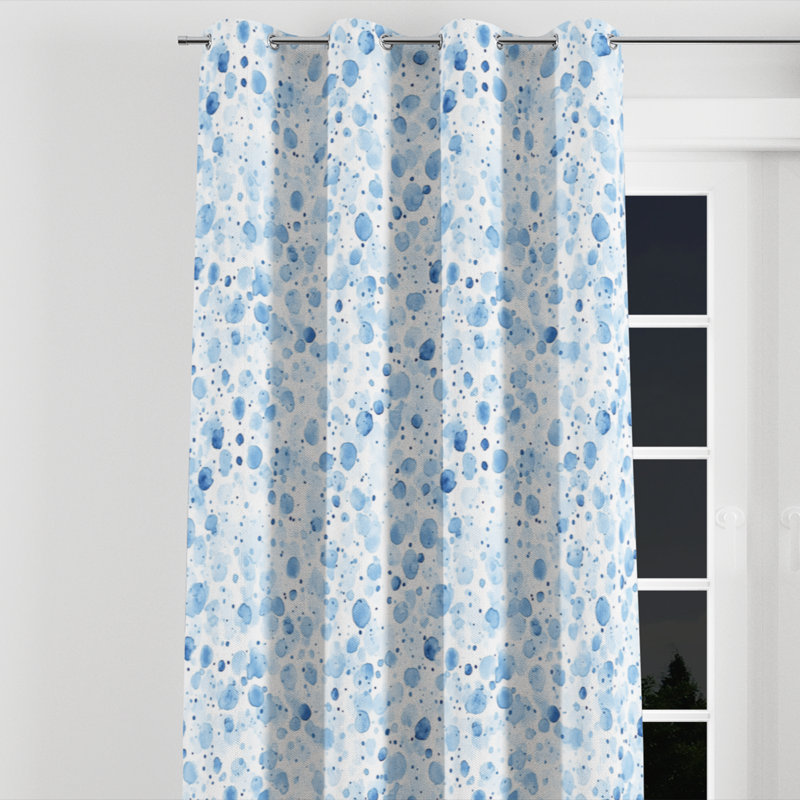 Rideaux obscurcissant Modern Room - Rideau à œillets à motif abstrait bleu océan - 1 panneau, L 52 po x L 84 po