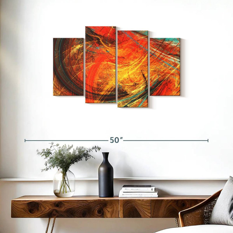 Huile de coucher de soleil abstraite Avery, H 22 po x l 36 po