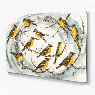 Oiseaux, art mural en métal blanc