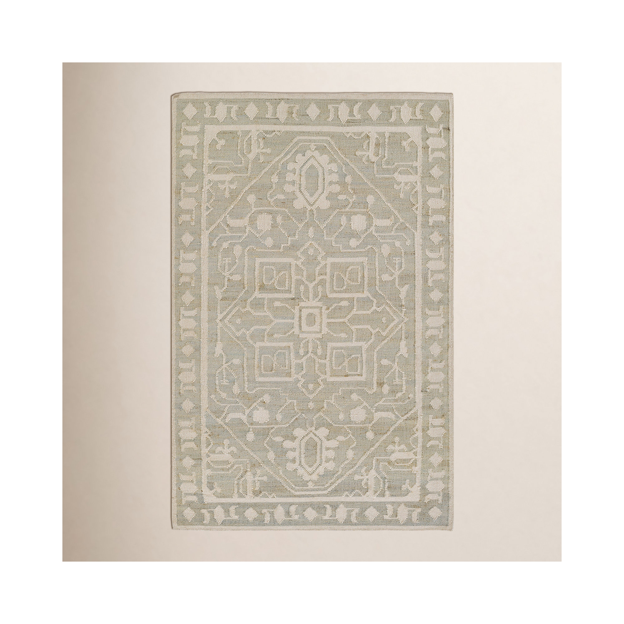 Asira Handmade Blue/Beige Rug, Rectangle 5'3" x 7'6"