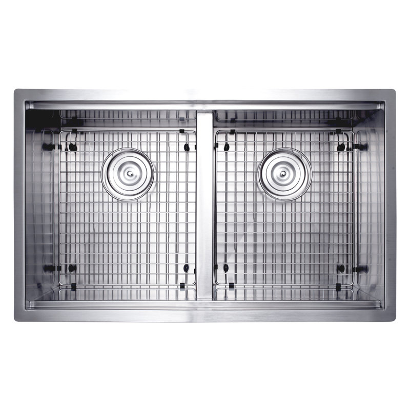 Évier de cuisine à double cuve encastrable avec accessoires L 32 po x l 19 po