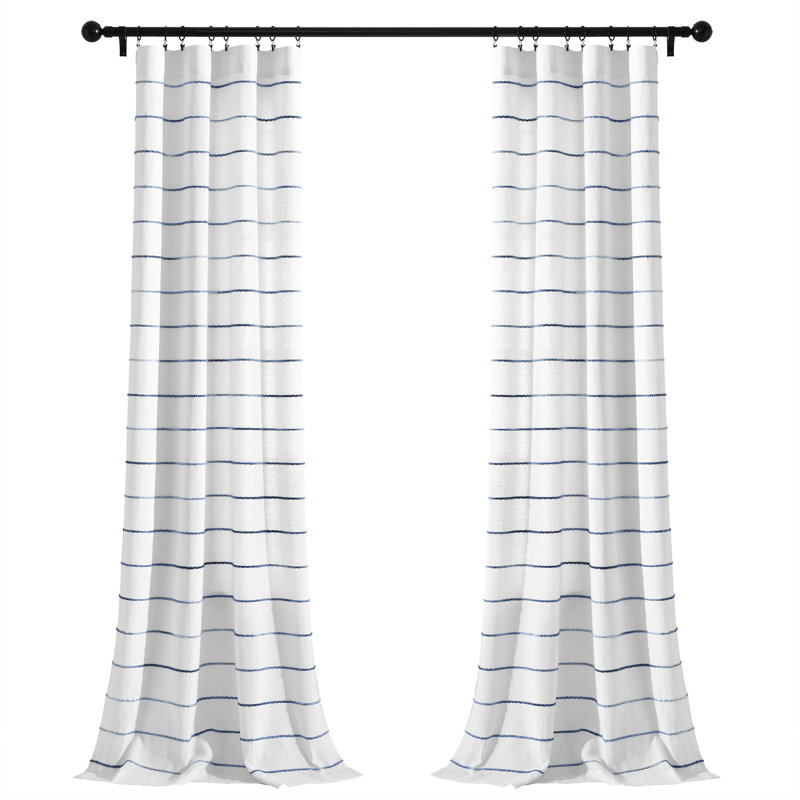 Paire de rideaux semi-transparents Reyna, Bleu marine, l 40 po x L 108 po