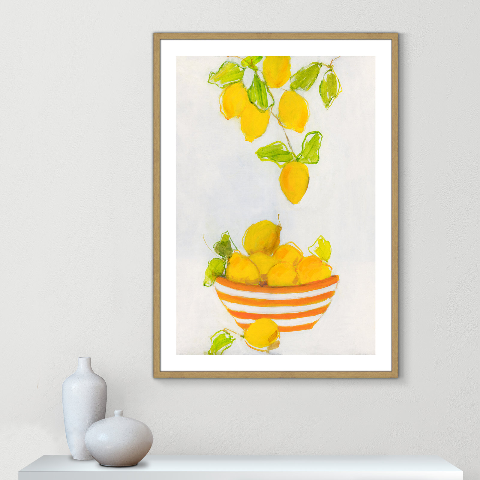 Lemonlicious by Sally Swatland - Painting Print, 41.5" H x 29.5" W x 0.75" D, Beige Wood Framed Paper