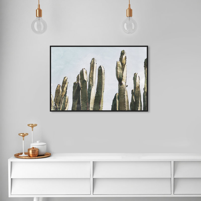 Cactus en sourdine - reproduction de photo sur toile tendue, H 30 po x l 20 po, Cadre noir