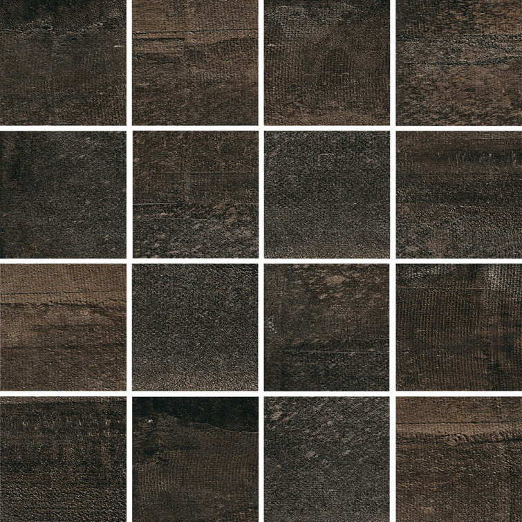 La Vie Boheme 3'' W x 3'' L Porcelain Fabric Look Tile Grid Mosaic Sheet