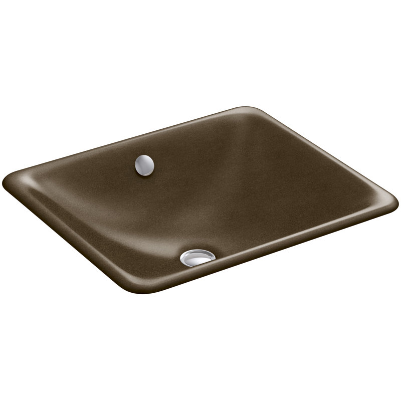 Iron Plains Metal Rectangular Undermount Bathroom Sink with Overflow, Black 'n Tan