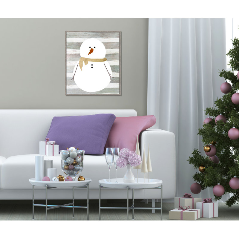 «Snowman», reproduction d'impression sur papier, Cadre cuivre, H 24 po x l 20 po