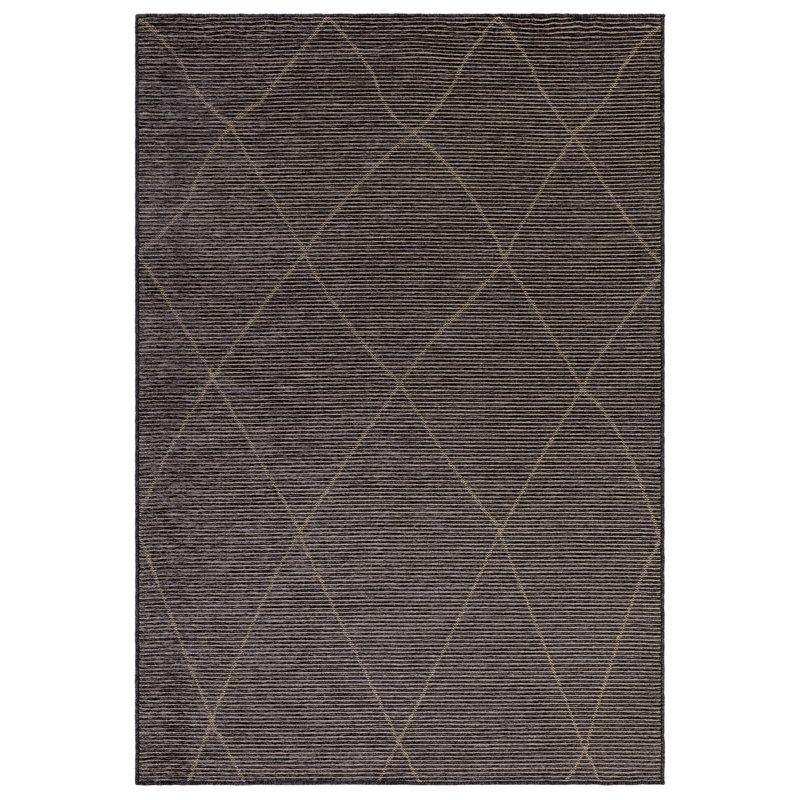 Eatontown Geo Machine Woven Flatweave Charcoal Rug, Rectangle 120 x 170cm