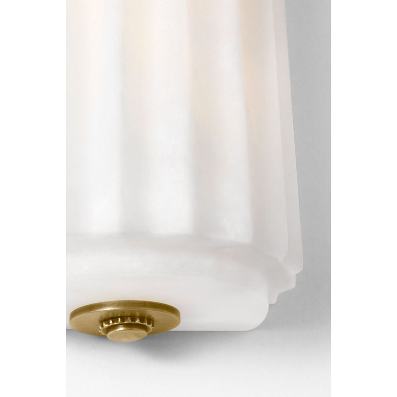 Madden Fluted Linear Sconce in Alabaster, 12.5" H x 4.25" W x 2.75" D, Antique-Burnished Brass