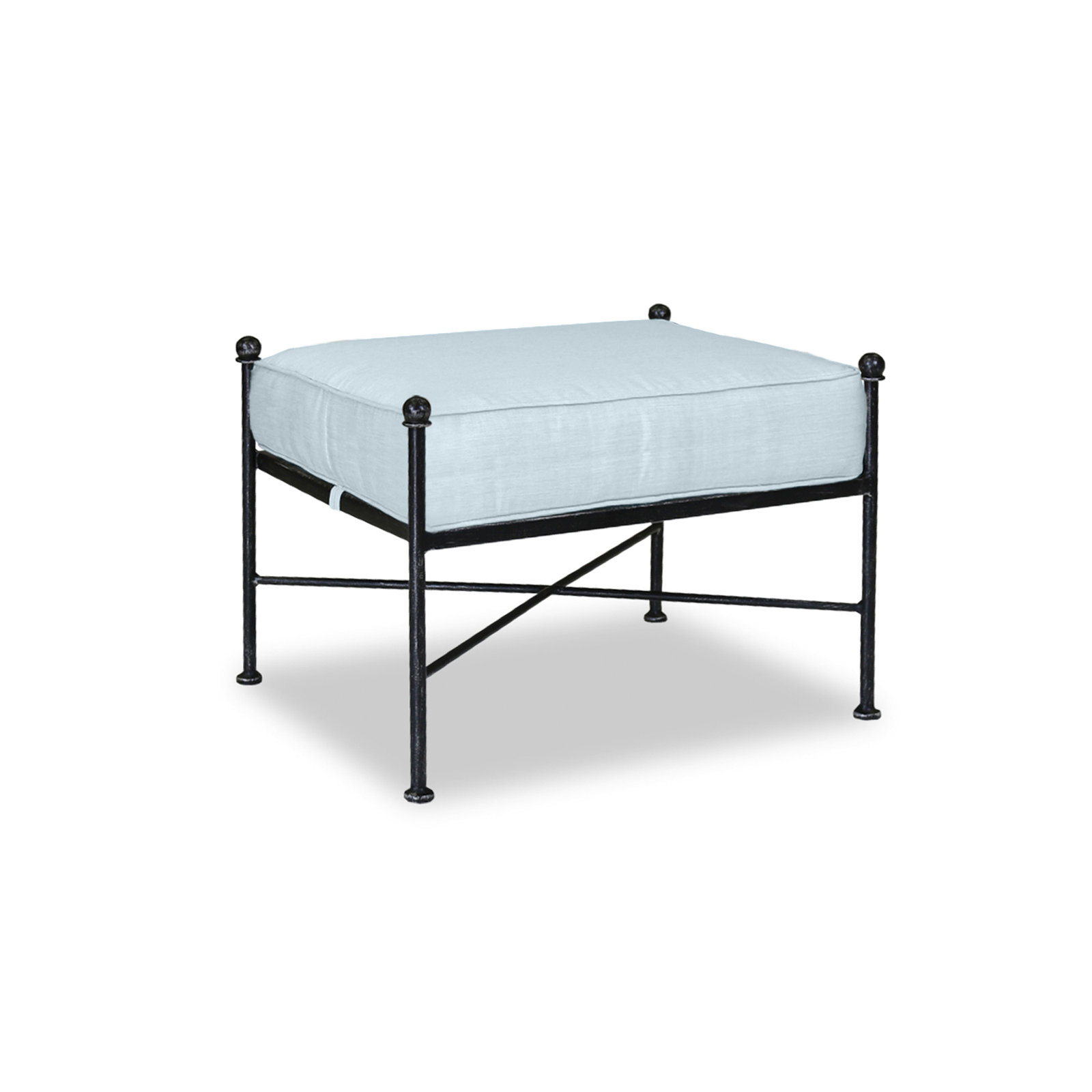 Lucier Upholstered Outdoor Ottoman with Cushion, Canvas Skyline