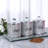 Set Of 4 Sparky Glass Crushed Diamonds Canisters Set For Sugar Coffee Tea Features Tray, Luxurious Storage Containers Sets With Lids Decorative Storage Pots For Kitchen Counter Dining Room