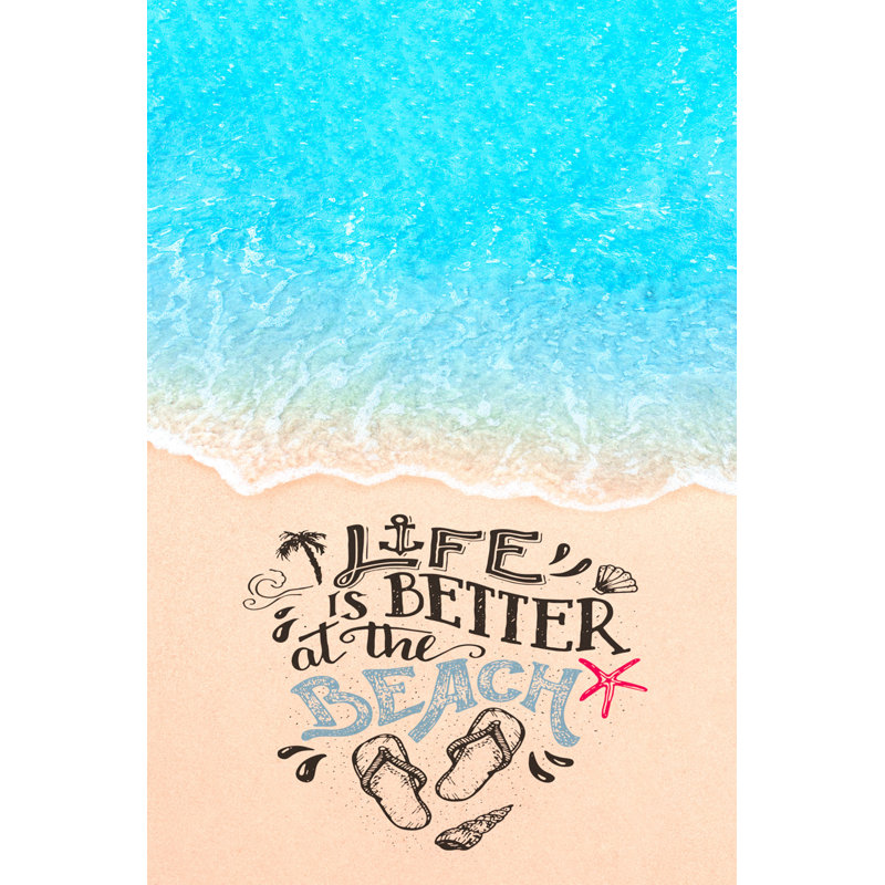 «Mccutchen Life's Better at the Beach Blue Water Over Sandy Beach», reproduction d'art sur toile tendue