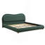 Structure de lit plateforme tapissier avec tête de lit arrondie à coins arrondis, lattes en bois, pieds en bois de chêne massif, tissu chenille, aucun sommier requis, assemblage facile, vert olive-598031761