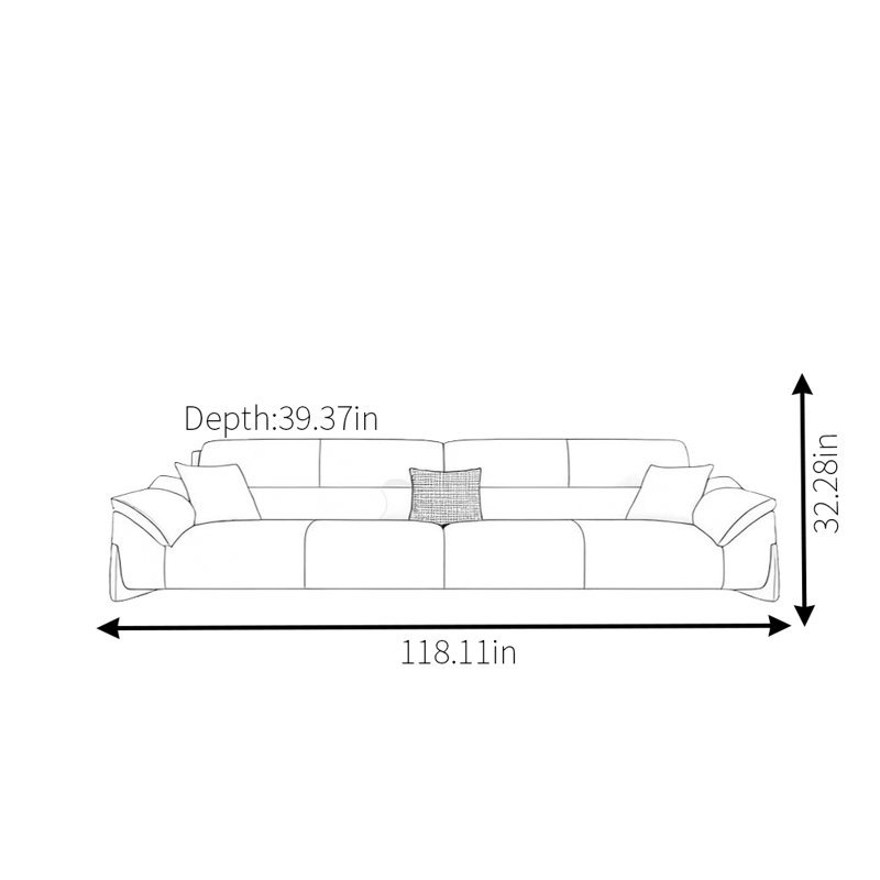 Canapé moderne simple kaki, 4, H 32,28 po x l 118,11 po x P 39,37 po