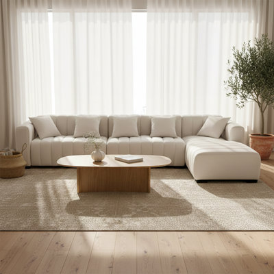 139" Modern Sectional Sofa for Living Room, L-Shaped Upholstered Couch with Chaise