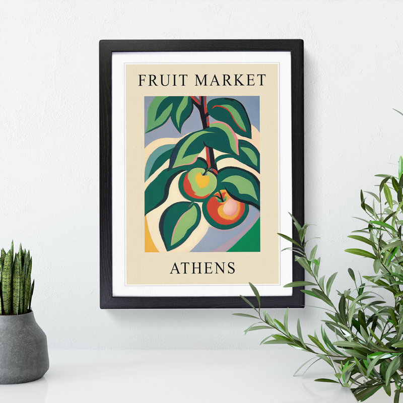 Apple Athens Fruit Market Exhibition 1 Piece Single Picture Frame Wall Art, 34cm H x 25cm W x 2cm D