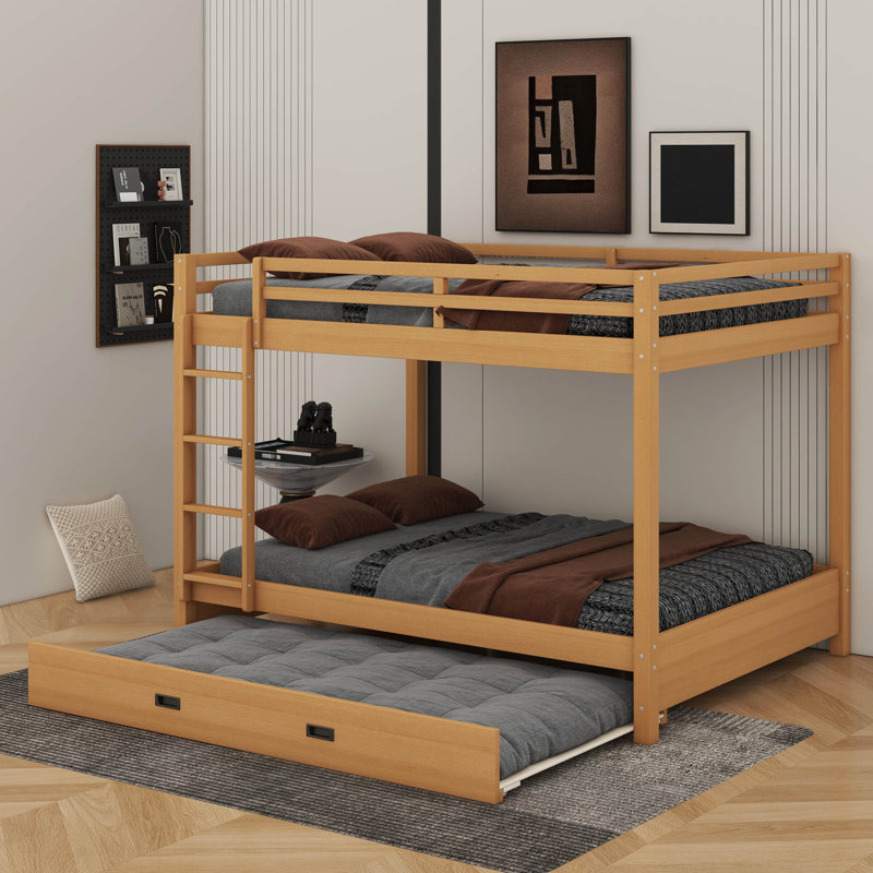Lit superposé en bois avec lit gigogne, Bois