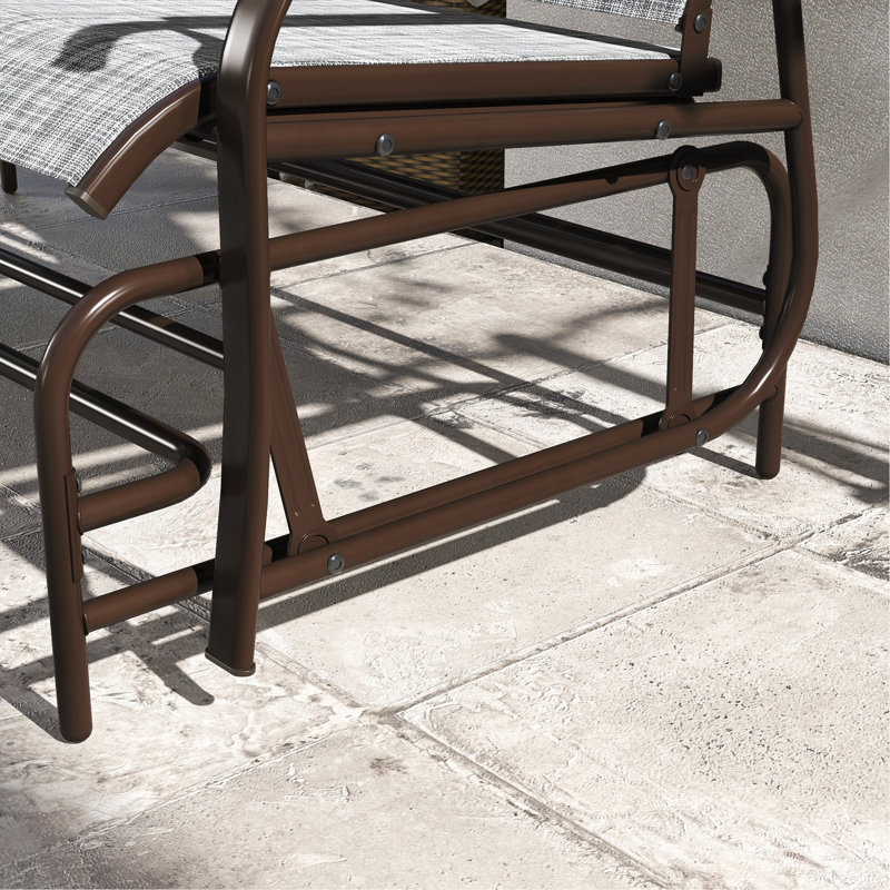 Banc oscillant d'extérieur pour 2 personnes, causeuse de balançoire de patio avec filet respirant, table, structure en acier pour le jardin, la cour, le porche, gris