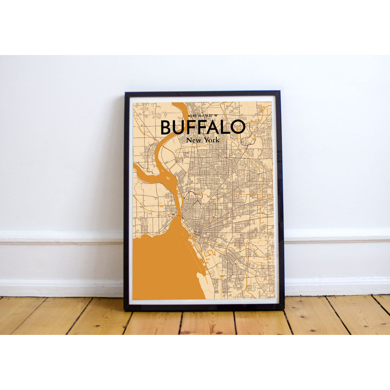 Buffalo City Map - No Frame Print, 60.2 cm H x 27.9 cm W