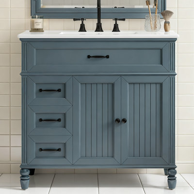 Ensemble de meuble-lavabo simple 36 po avec plateau en céramique Modern