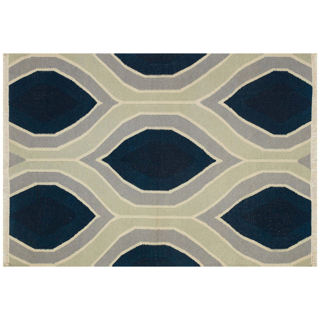 Kilim Navy Geometric Wool Handmade Area Rug