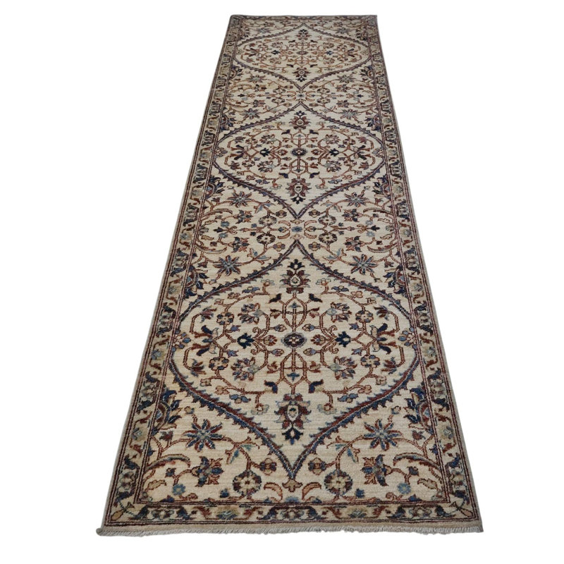 Hand Knotted Wool Area Rug in Beige
