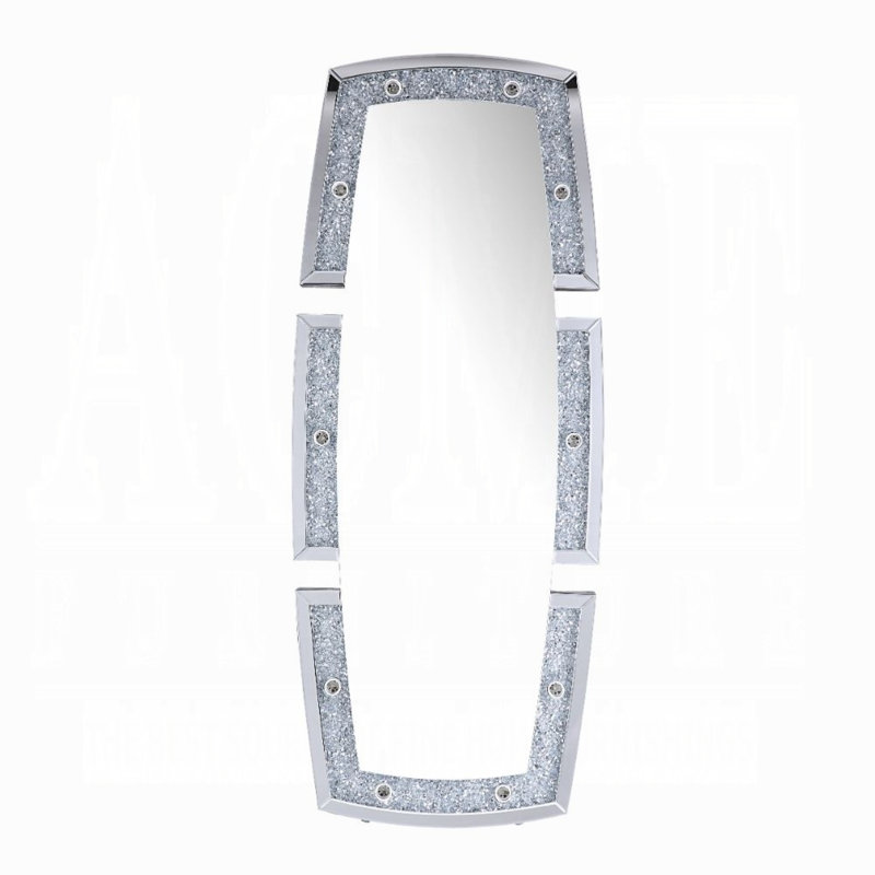 Full-Length Rectangular Wood Floor Mirror with LED Light