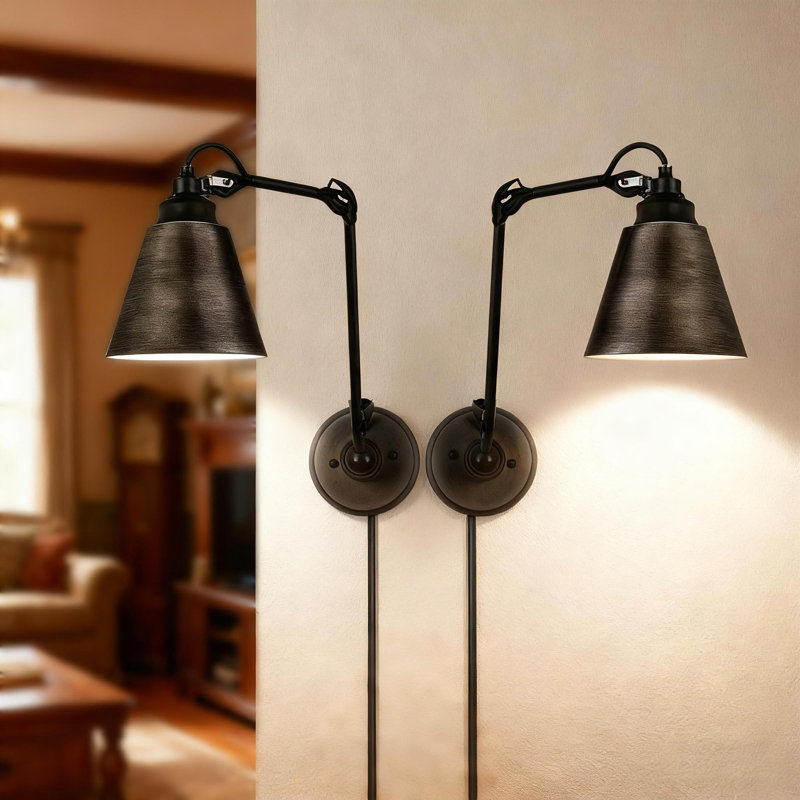 Latee Dimmable Swing Armed Sconce, Gray/Black
