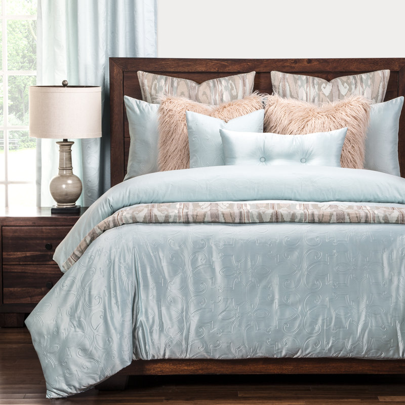 Gateway Traditional Satin Duvet Cover & Insert, Twin, Sea Blue