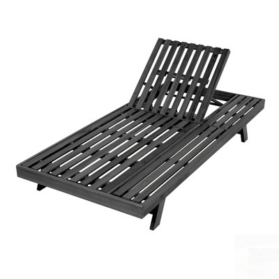 Méridienne pliable en bois d'acacia 2/3 avec dossier réglable et surface de rangement plate, non rembourrée, pour patio