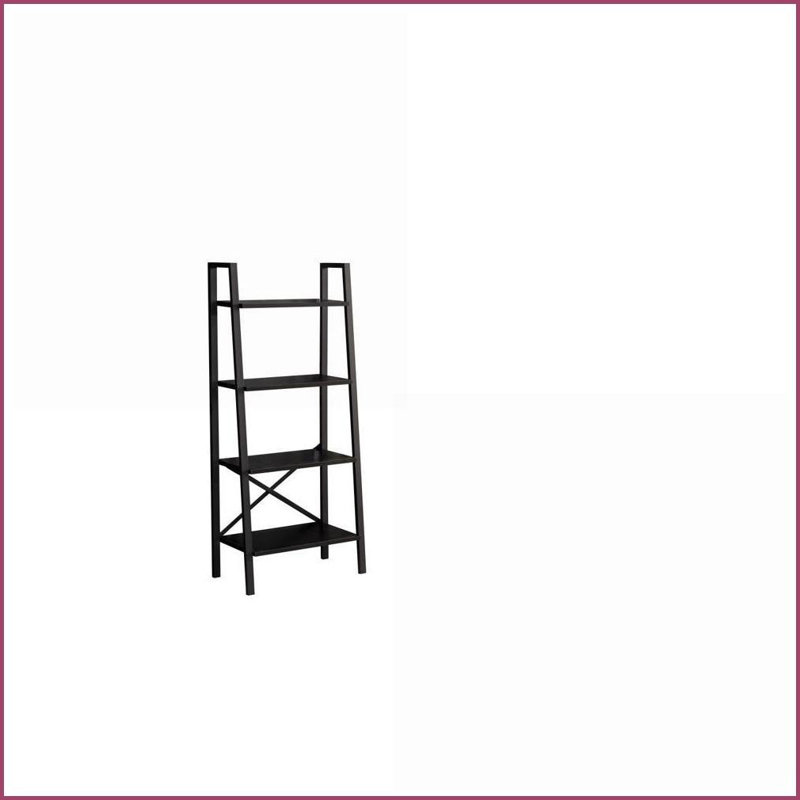 Bookshelf, Leon 5-Tier Modern Ladder Metal Frame | Black | Small Spaces Living Room Office, Black