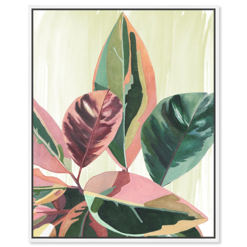 Green inspo II - Impression sur toile, Toile avec cadre flottant blanc, H 25 po x l 21 po x P 1,8 po