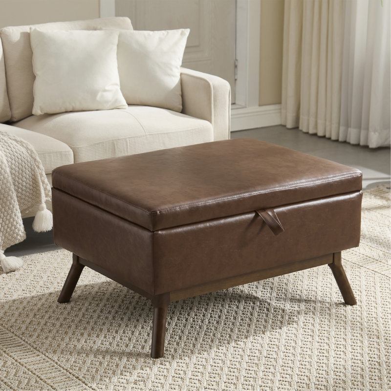 Table basse avec rangement, repose-pieds, Polyuréthane brun
