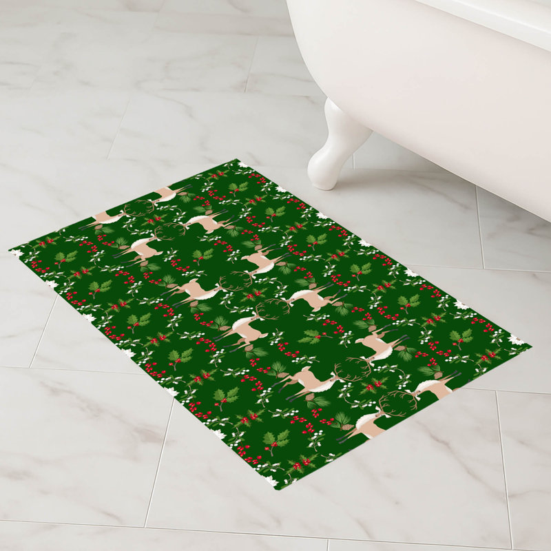 Tapis de bain Botanical Deer, Simple - L 34 po x l 21 po, Vert