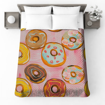 Couvre-lit matelassé Donuts avec glaçage coloré toutes tailles