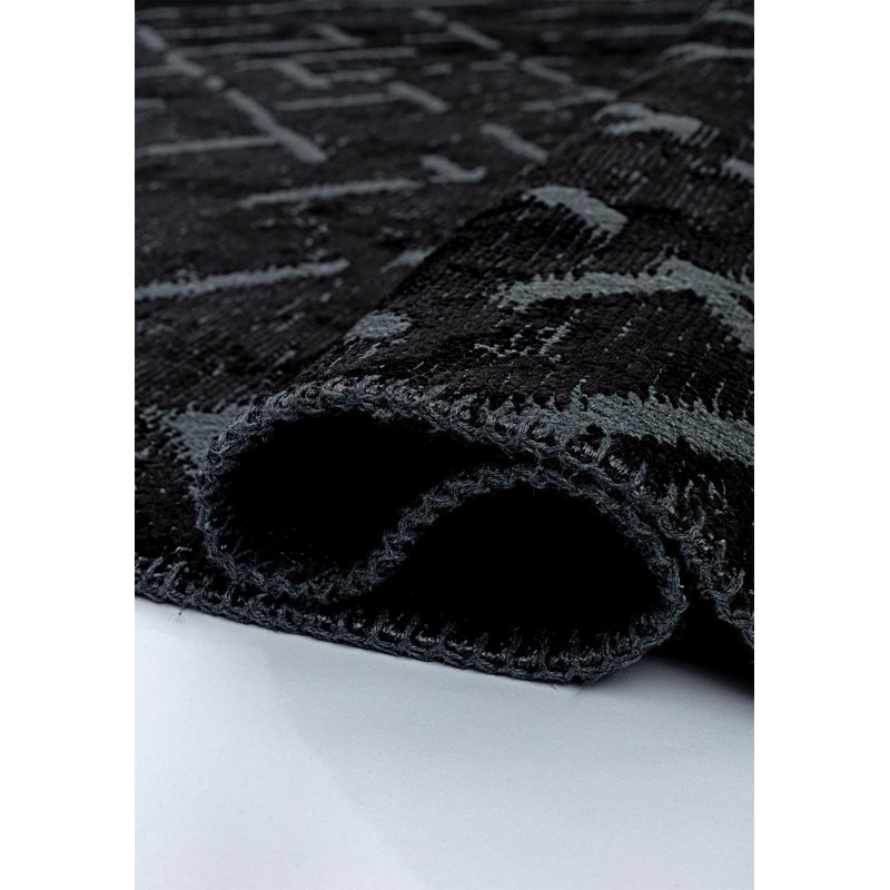 Rapture Abstract Area Rug in Black, Rectangle 6'7" x 8'3"