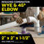 2 po x 2 po x 1-1 / 2 po, combinaison de vents en PVC et coude réducteur à coude 45 ° 1/8 Bend, drain en PVC blanc, (paquet de 20)