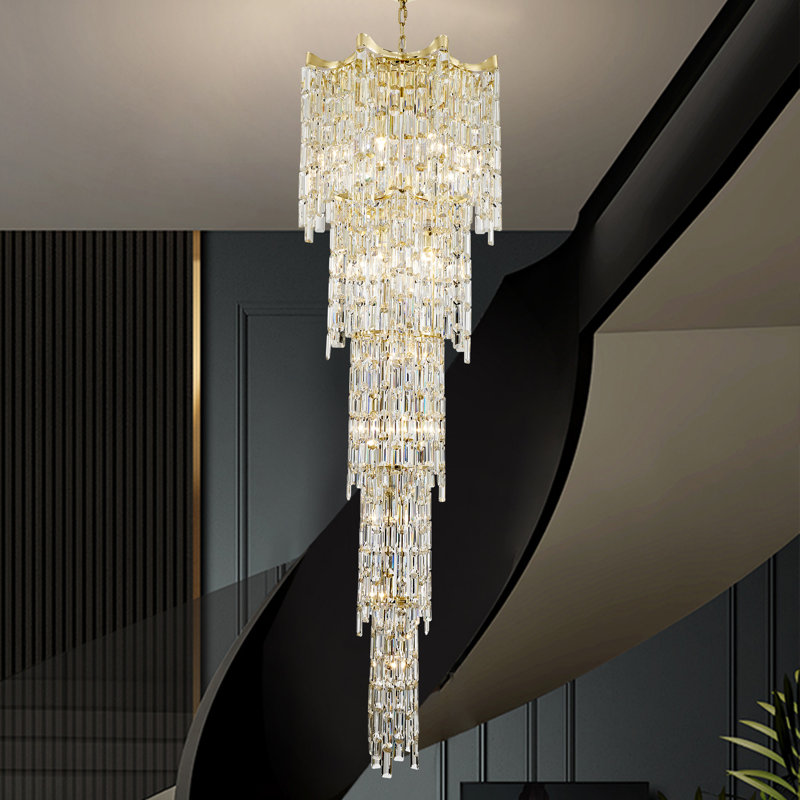 21 Lights Chandelier Crystal Dimmable Light Gold