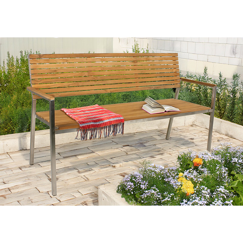 Quillian Stainless Steel Outdoor Bench, 86cm H x 150cm W x 55cm D