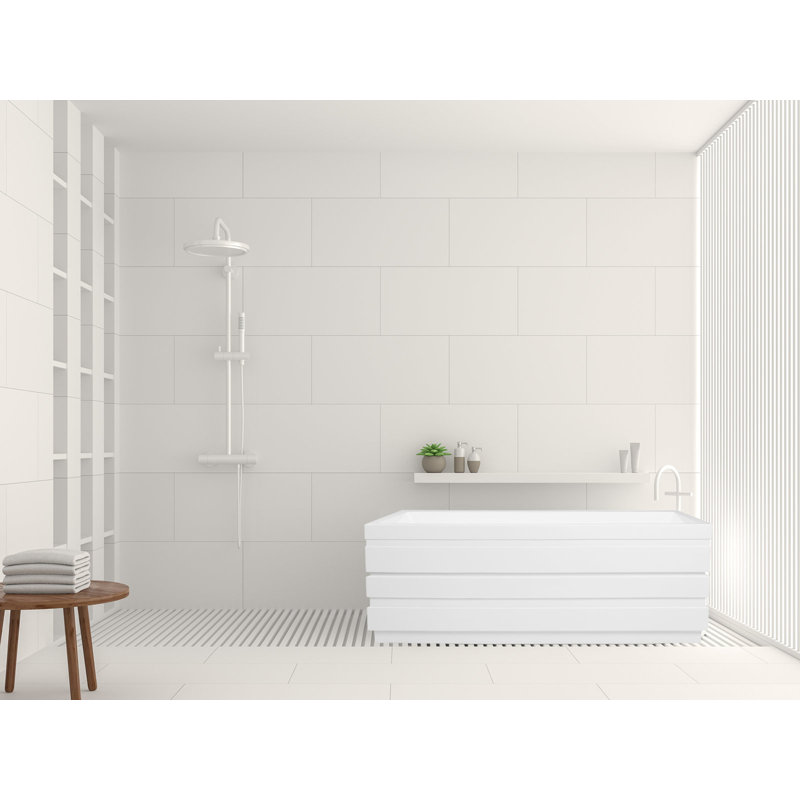 Baignoire autoportante à surface solide Metro Manhattan 64 "x 36", Blanc brillant, Blanc