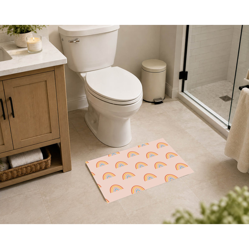 Tapis de toilette rectangulaire antidérapant et absorbant Bows, 24" W x 17" L, Peach, Orange