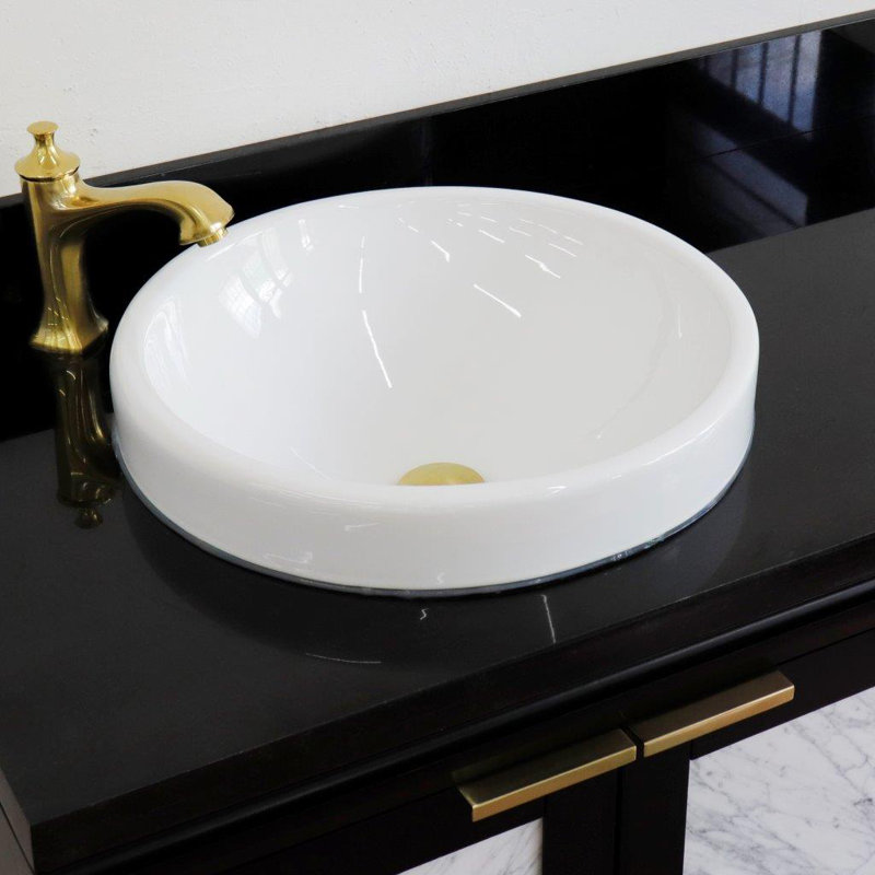 Ensemble de meuble-lavabo simple 43 po avec miroir Schreck, Noir, Noir