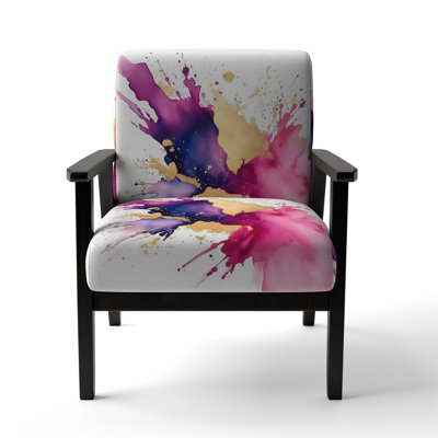 Purple and Pink Strokes VII - Upholstered Modern Pattern Arm Chair, Purple Accent Chair