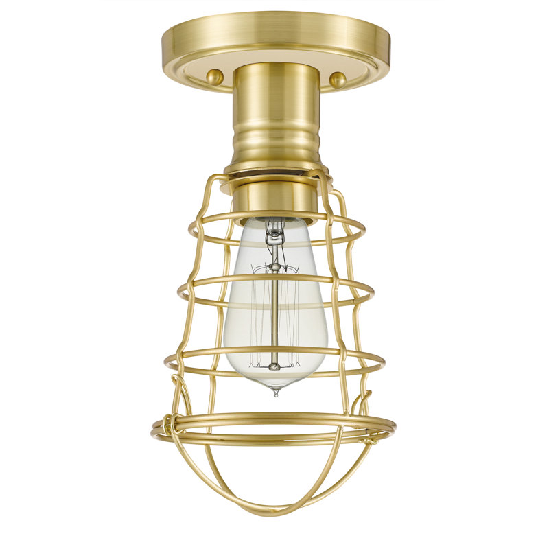 Plafonnier semi-encastré 1 lumière 5,5 po, Laiton satiné
