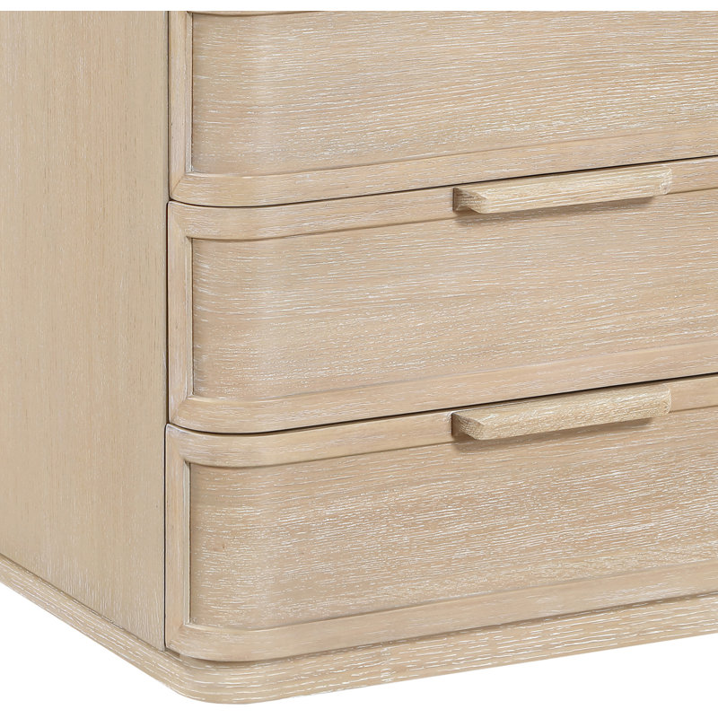 Table de chevet en placage de chêne Tiberio et bois massif, Naturel