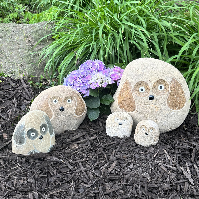 Famille de chiens Boulder 5 pièces 4 po x 2 6 po 8 po 12 po Stone Age Creations