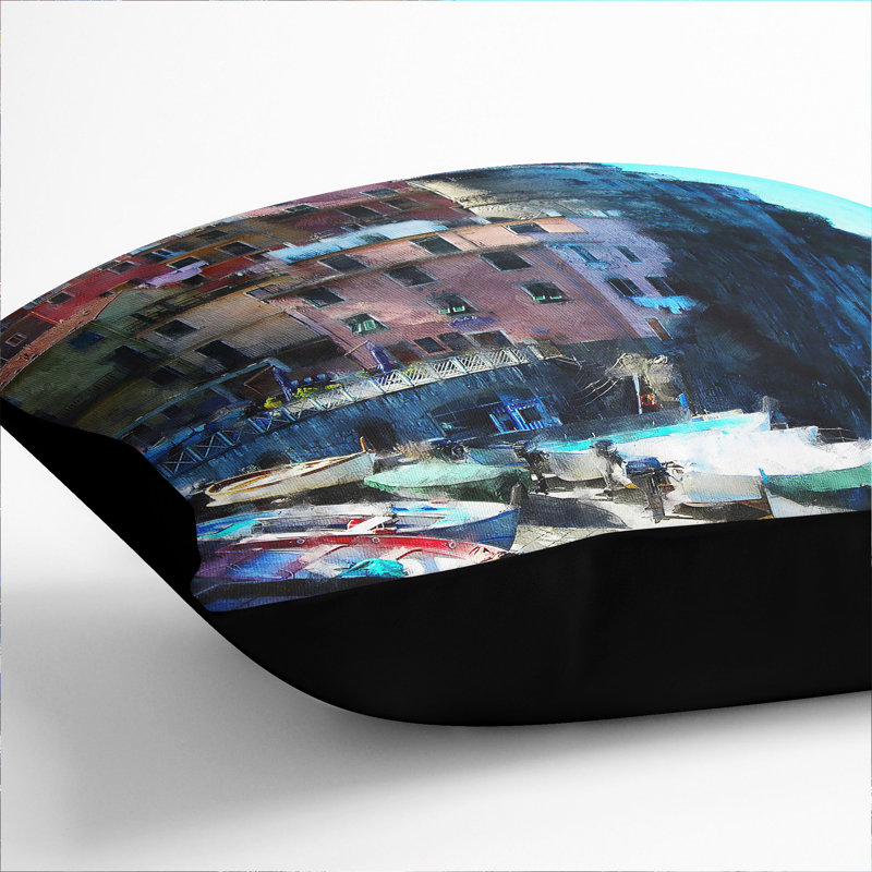 Cinque Terre in Italy Vol.1 Scatter Cushion, 40cm H x 40cm W x 15cm D, Black